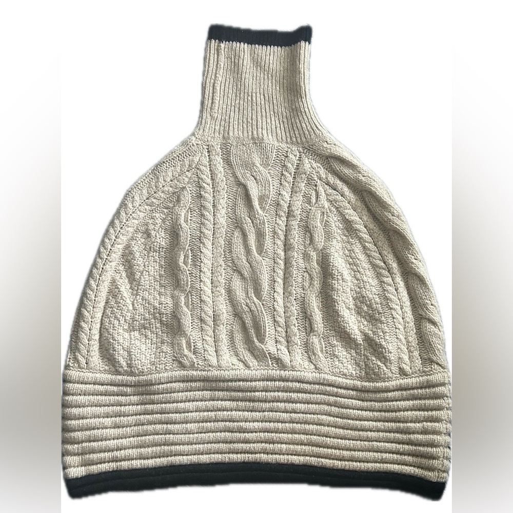 Moschino 🇮🇹 Cheapandchic Attica Cape Sz 6 Women’s Wool Knit Poncho Tan and Black - Picture 6 of 12
